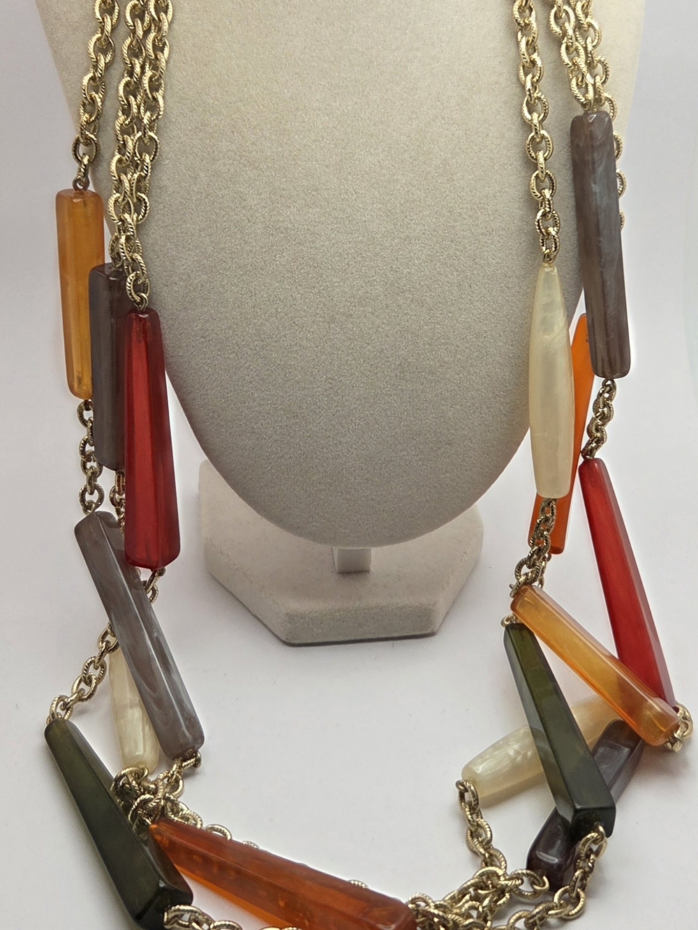 Chico's Multi-Strand Lucite Toggle Bead Statement Necklace - 43"